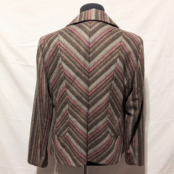 Elegance Paris Wool Striped 2 Button Blazer Jacket 12 - Picture 4 of 7